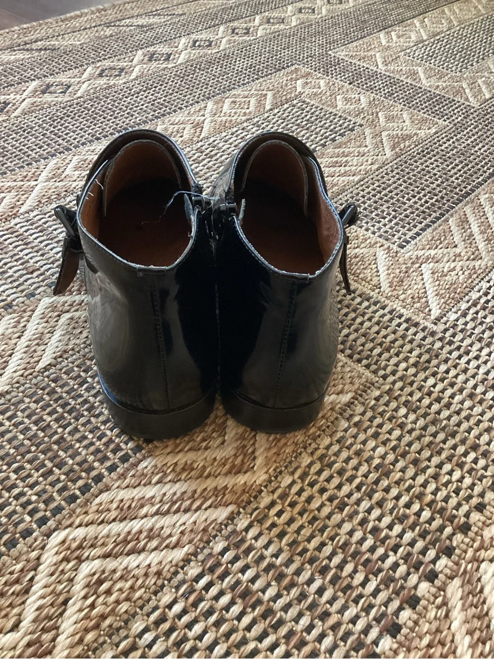 GENTLE SOULS Black Patent Canary Monk Strap Low Bootie Size 9